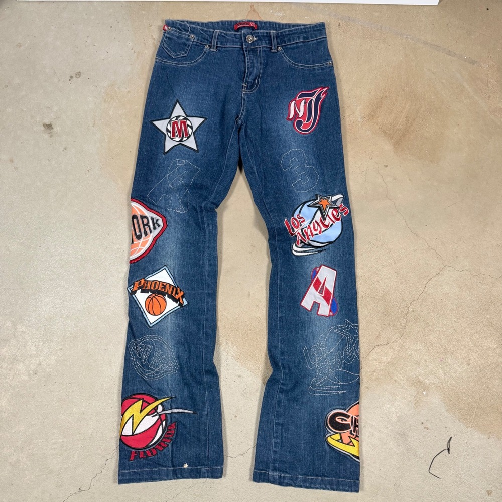 Vintage Soho Jeans‎ Women's Size S Embroidered Patches Flare Bootcut Denim